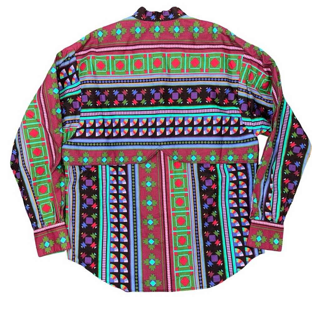 Handmade Southwestern Aztec print western pearl snap shirt - Picture 2 of 7